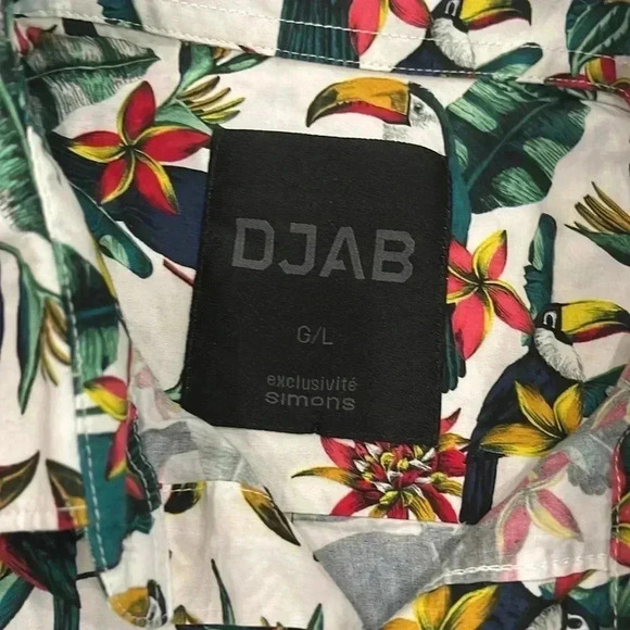 [L]DJAB For Simons Tropical Toucan  Bird Print L/S Button Down Shirt-NWOT - Picture 4 of 13